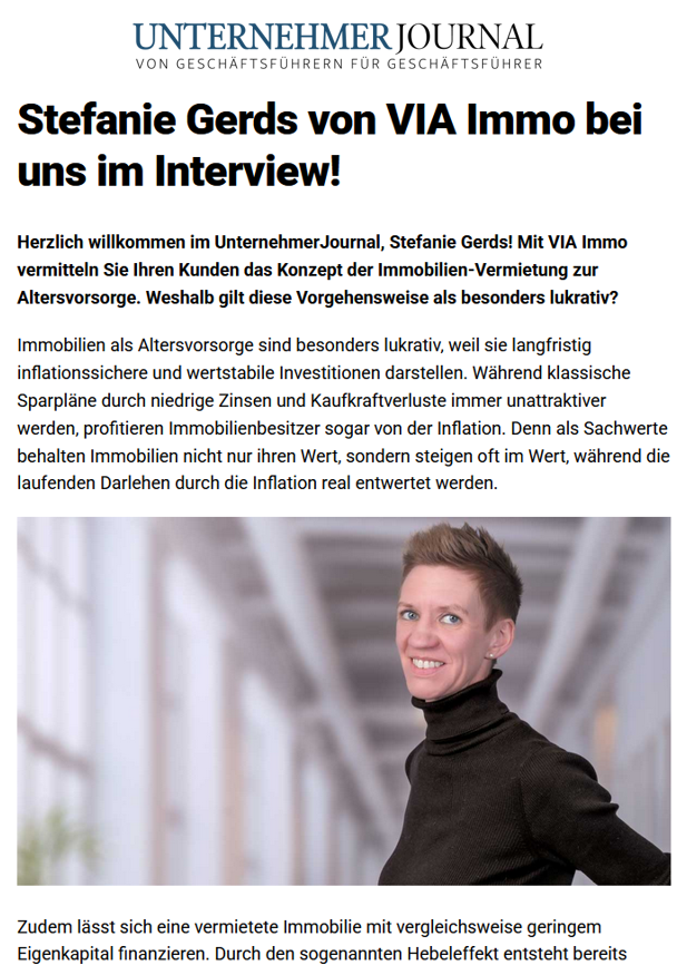 Unternehmerjournal interview Stefanie 08.02.2025